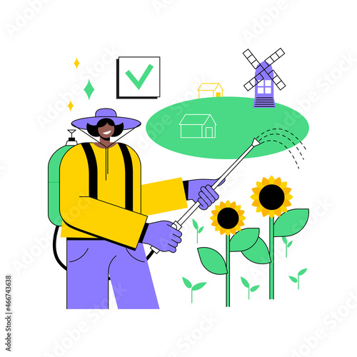 Weed control abstract concept vector illustration. Gardening maintenance, pest control, spray chemicals, weed killer, lawn care service, herbicide and pesticide abstract metaphor.