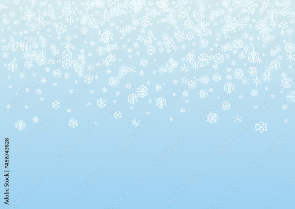Light Confetti Background Vector Blue. Snow Crystal Illustration. Grey Flake Subtle Pattern. Winter Snowflake Card.