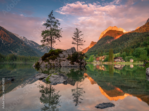 View of the Hintersee in the Berchtesgaden Alps