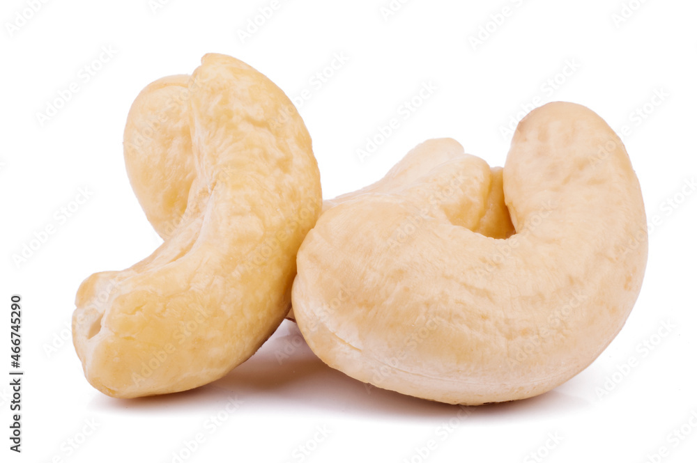 Cashew nuts isolated on white background close up Cashew nuts isolated on white background close up