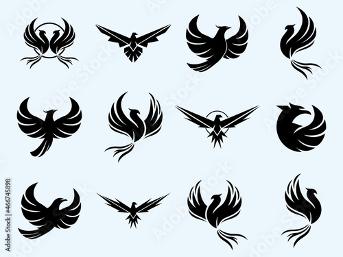 creative phoenix eagle logo icon set