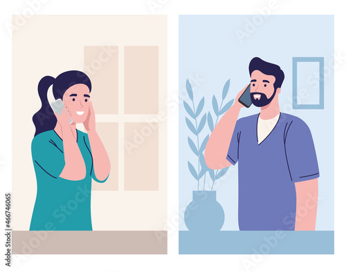 scene of couple talking phone