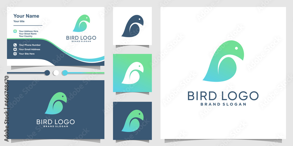 Naklejka premium Bird logo design with creative concept Premium Vector