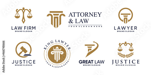 Law logo collection with creative element concept Premium Vector