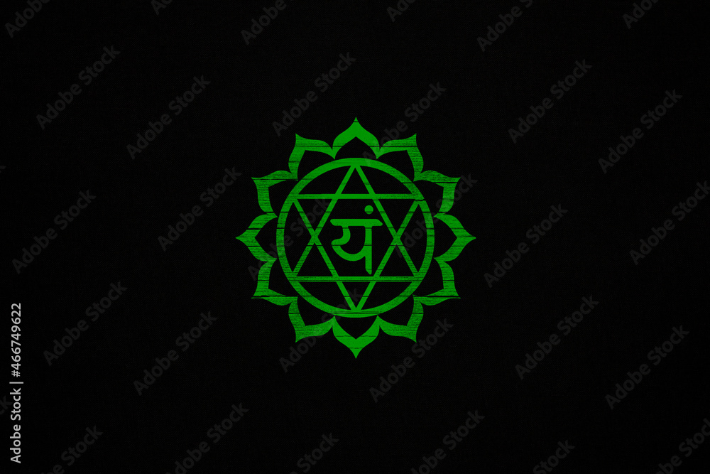 Anahata chakra, sacred symbol on a black canvas Anahata chakra, sacred symbol on a black canvas