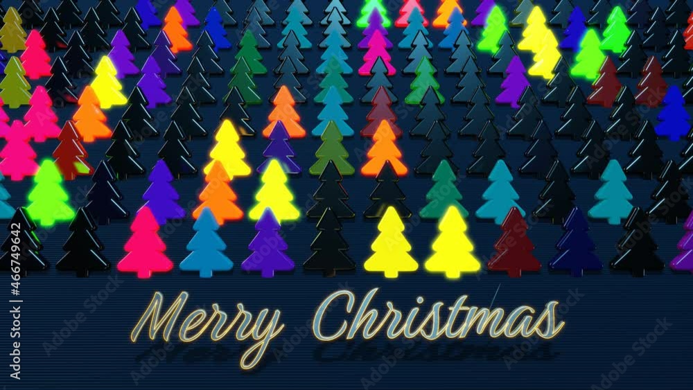 Christmas card with multicolor garland, light bulbs in form of Christmas tree on plane. Beautiful looping New Year composition. New Year banner, neon garland or christmas toys in form of christmas Christmas card with multicolor garland, light bulbs in form of Christmas tree on plane. Beautiful looping New Year composition. New Year banner, neon garland or christmas toys in form of christmas
