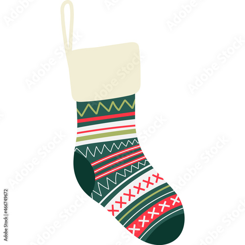 Christmas stocking decoration with folk ornament.