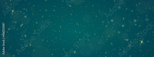 Christmas banner with twinkling stars with text space. Holiday background. Can use for voucher, gift, certificate