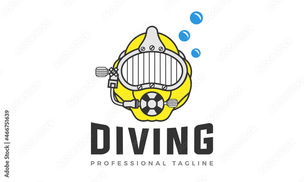 Underwater Diving Helmet Logo Design Vector Icon Illustrations. Underwater Diving Helmet Logo Design Vector Icon Illustrations.