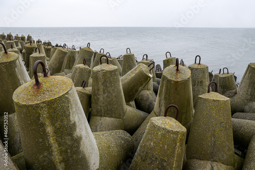 Concrete breakwater on the Baltic coast in Poland. photo