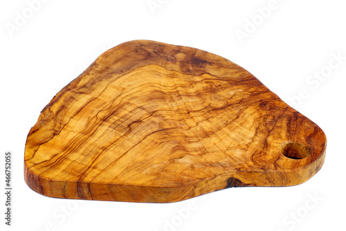 Handmade olive wood cutboard isolated on a white background