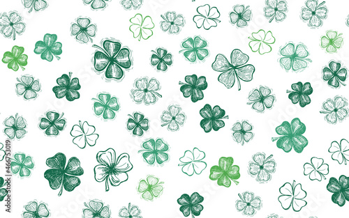 Clover set  St. Patrick s Day. Hand drawn illustrations. Vector.  