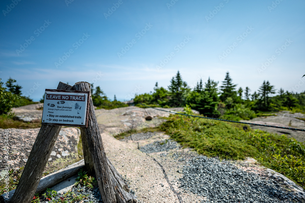 Roped off section of Acadia National Park to protect habitat and visitors