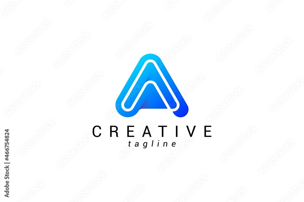 Letter A creative 3d blue colour technological line art business logo Letter A creative 3d blue colour technological line art business logo