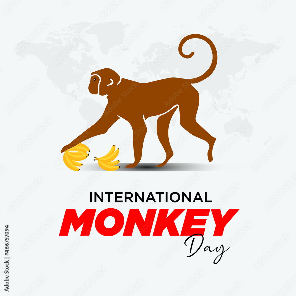 International Monkey Day. December 14. Template for background, banner, card, poster with text inscription. vector illustration.