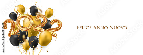 2022 New Year Italian greeting card (Felice Anno Nuovo 2022). Italian 2022 New Year Version. Italian 2022 Happy New Year background.