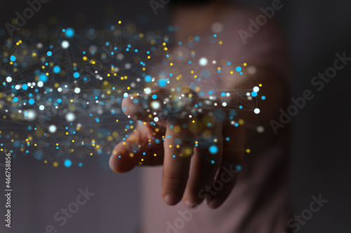 network holding in hand 3d ...