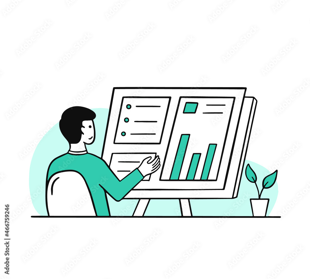 business management and analysis flat illustration vector business management and analysis flat illustration vector