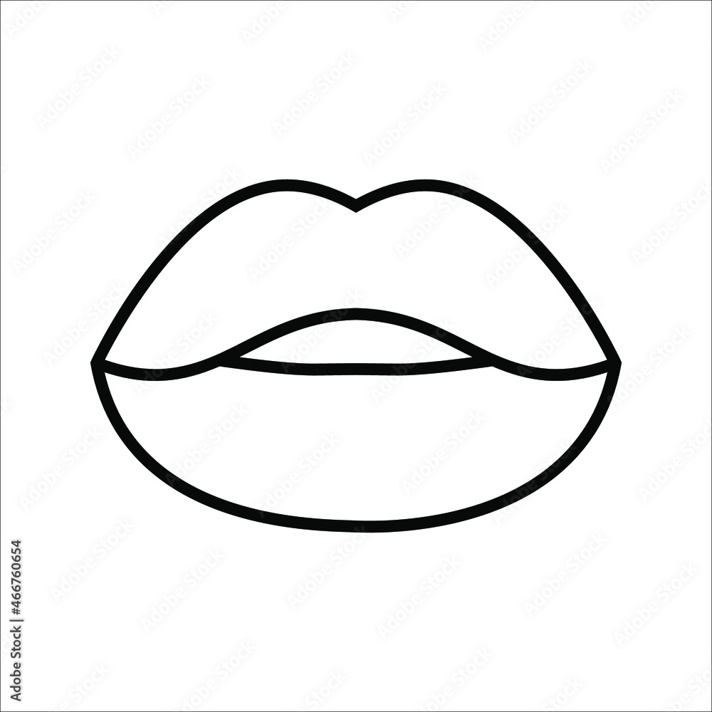Vector icons of female lips on white background. color editable Vector icons of female lips on white background. color editable