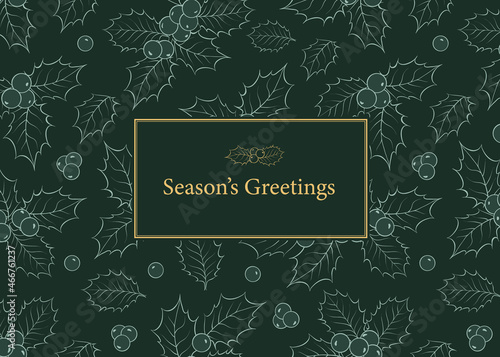 Happy new year background. Greeting card with holly branches.