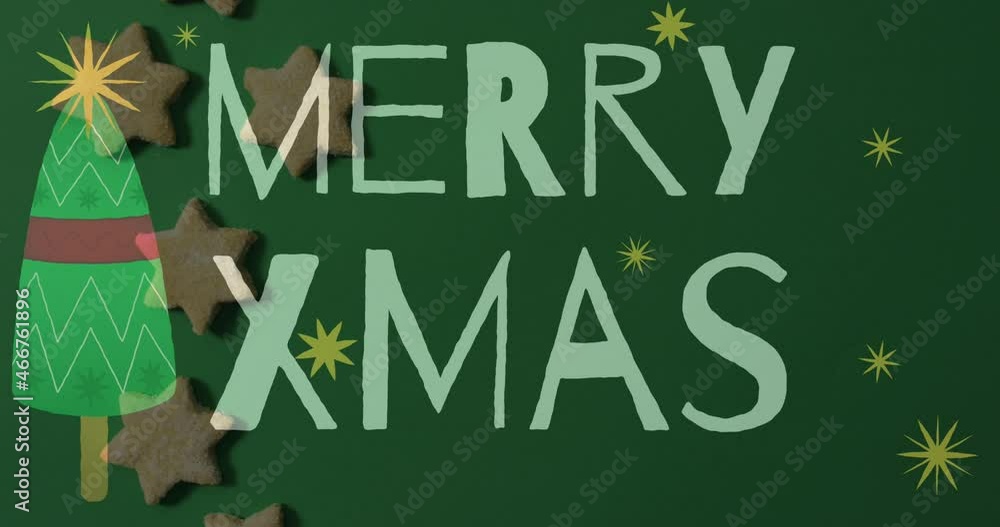 Animation of merry christmas text over christmas tree Animation of merry christmas text over christmas tree