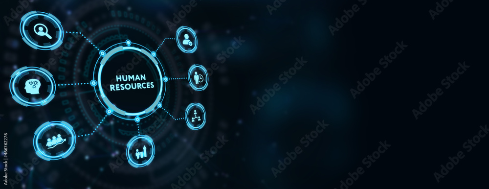 Business, Technology, Internet and network concept. Human Resources HR management concept. 3d illustration Business, Technology, Internet and network concept. Human Resources HR management concept. 3d illustration