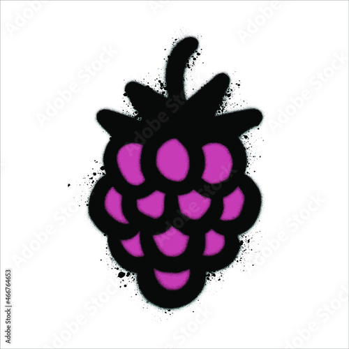 Graffiti Raspberry icon with leak. Vector.