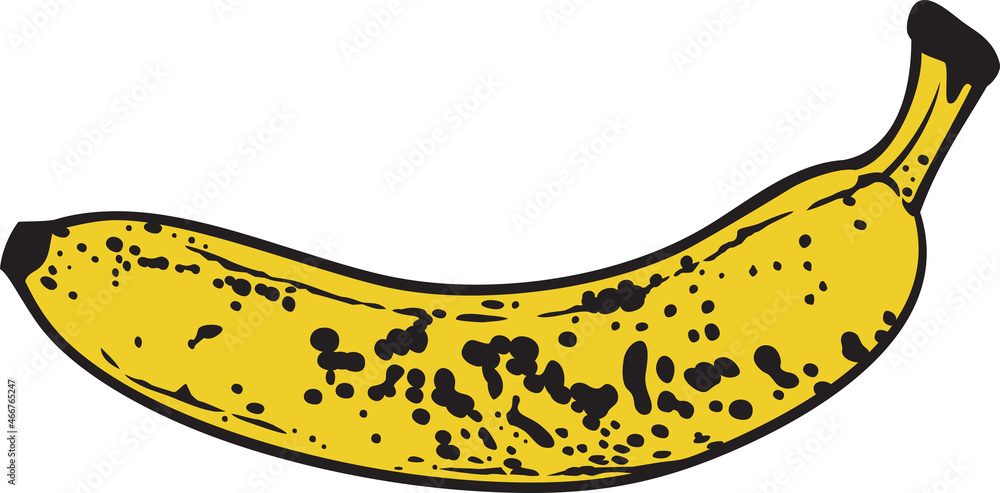 Old rotten banana with dark spots