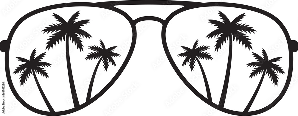 Fototapeta premium Palm Tree Aviator Sunglasses vector illustration