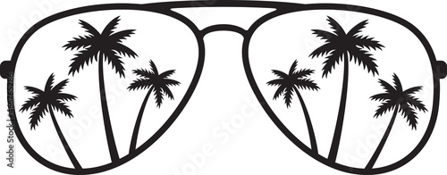Palm Tree Aviator Sunglasses  vector illustration