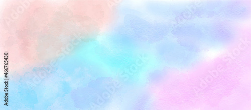 Fantasy smooth light pink, purple shades and blue watercolor paper textured illustration for grunge design, vintage card, templates. Colorful paper textured ink effect grungy wet pastel illustration. 