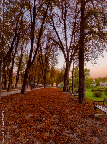 Colourful promenade in Karlovac in the autumn, Croatia