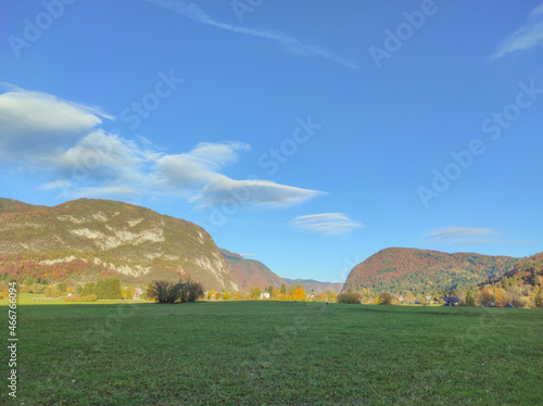 Landscape with mountains, sky and clouds, Bohinj, Slovenia 