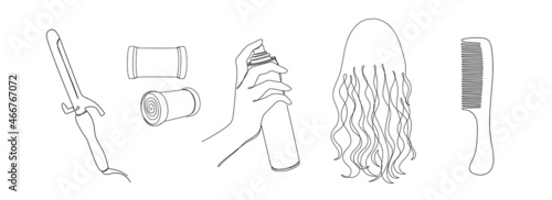Hairdresser details in a hand drawn linear style.