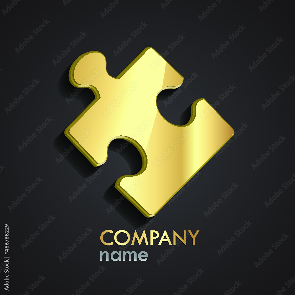 golden 3d puzzle piece logo design golden 3d puzzle piece logo design