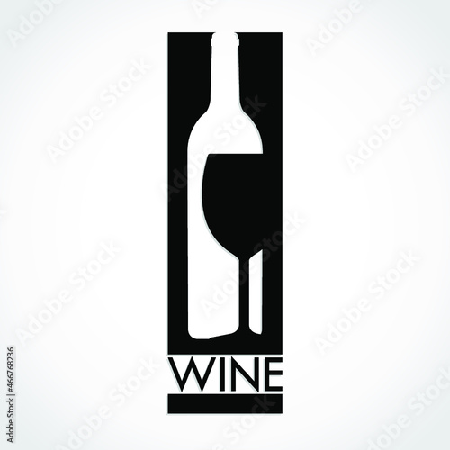 silhouette wine bottle and glass / vector illustration