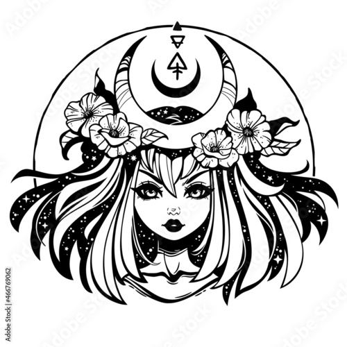 fabulous fantasy girl with flowers in hair