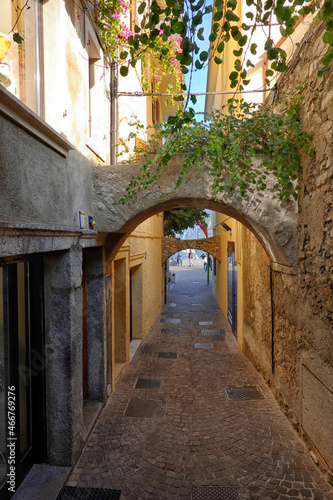 Architecture of the famous Village of Limone sul Garda on Lake Garda  Italy  Europe