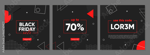 Black Friday sale banner template for social media posts, mobile apps, banners design, web or internet ads. Trendy abstract square template with geometric concept.