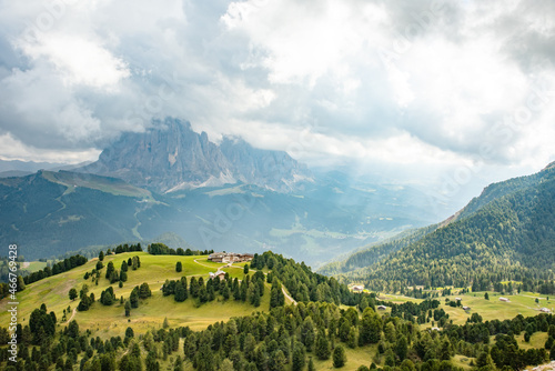 Fototapeta Summer landscape of mount Langkofel, South Tirol, Dolomites mountains, Italy