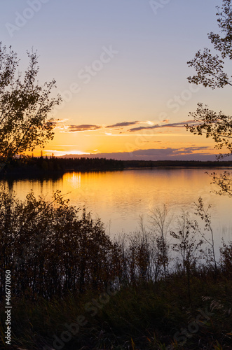 A Colourful Sunset at Astotin Lake  Elk Island National Park