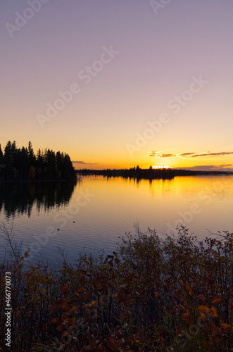 A Colourful Sunset at Astotin Lake, Elk Island National Park