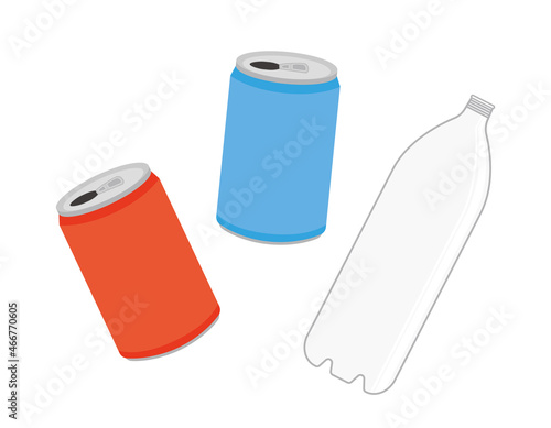 缶とペットボトル　リサイクル　ベクターイラスト