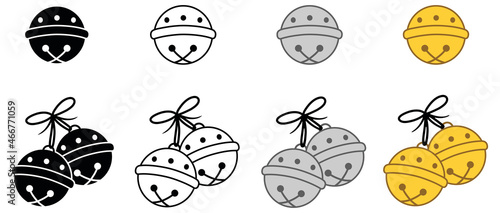 Sleigh Bell Clipart Set - Silver, Gold, Outline and Silhouette photo