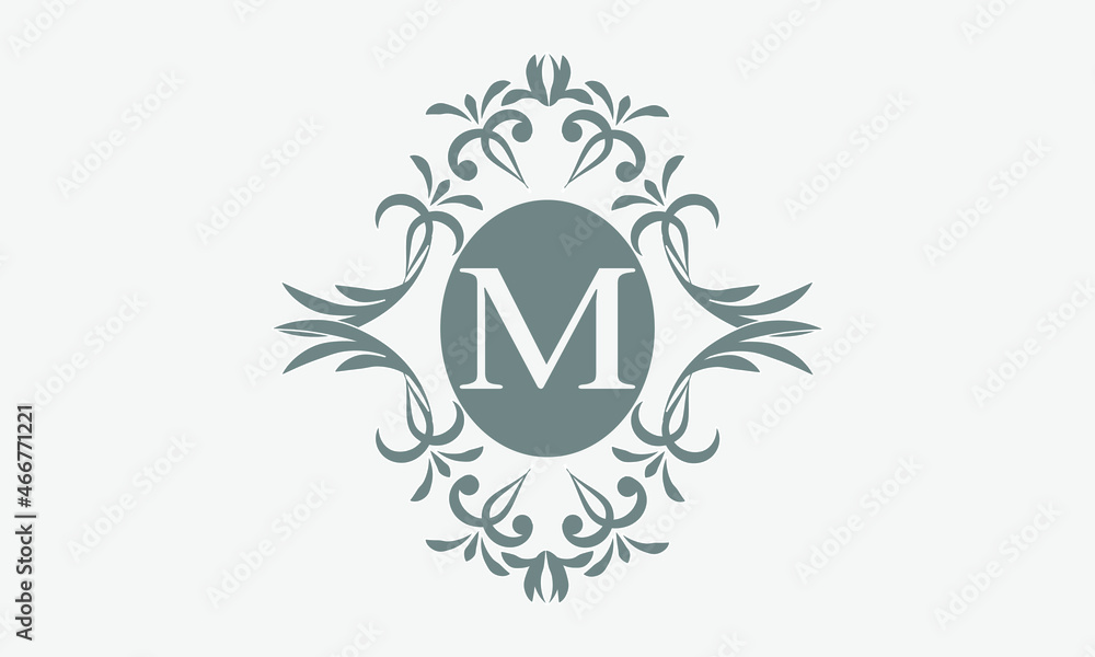 Elegant monogram with alphabet letter M. Logo icon for business. Exquisite corporate branding and design for luxury goods and company Elegant monogram with alphabet letter M. Logo icon for business. Exquisite corporate branding and design for luxury goods and company