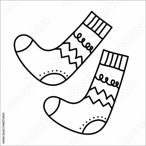 Vector hand drawn socks doodle. Socks sketch illustration. Hygge element