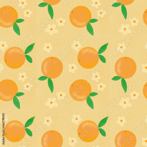 Oranges and flowers Seamless pattern for fabrics pdf