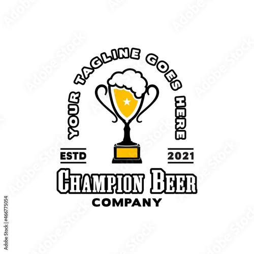 Trophy Cup Beer for Sport Bar Cafe Tavern logo design inspiration