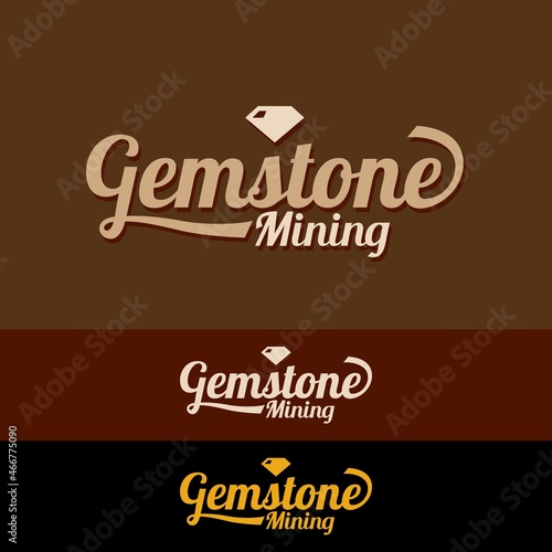Gemstone Lettering Logo With Diamond Icon Design Inspiration