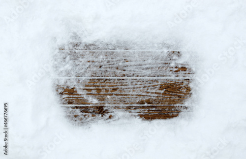Winter wood background with snow.